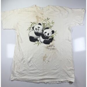 Vintage 90s Panda Tshirt Milaca USA 1994 Endangered Graphic Single Stitch XLish